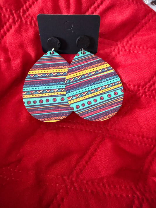 Wooden Print  Earring
