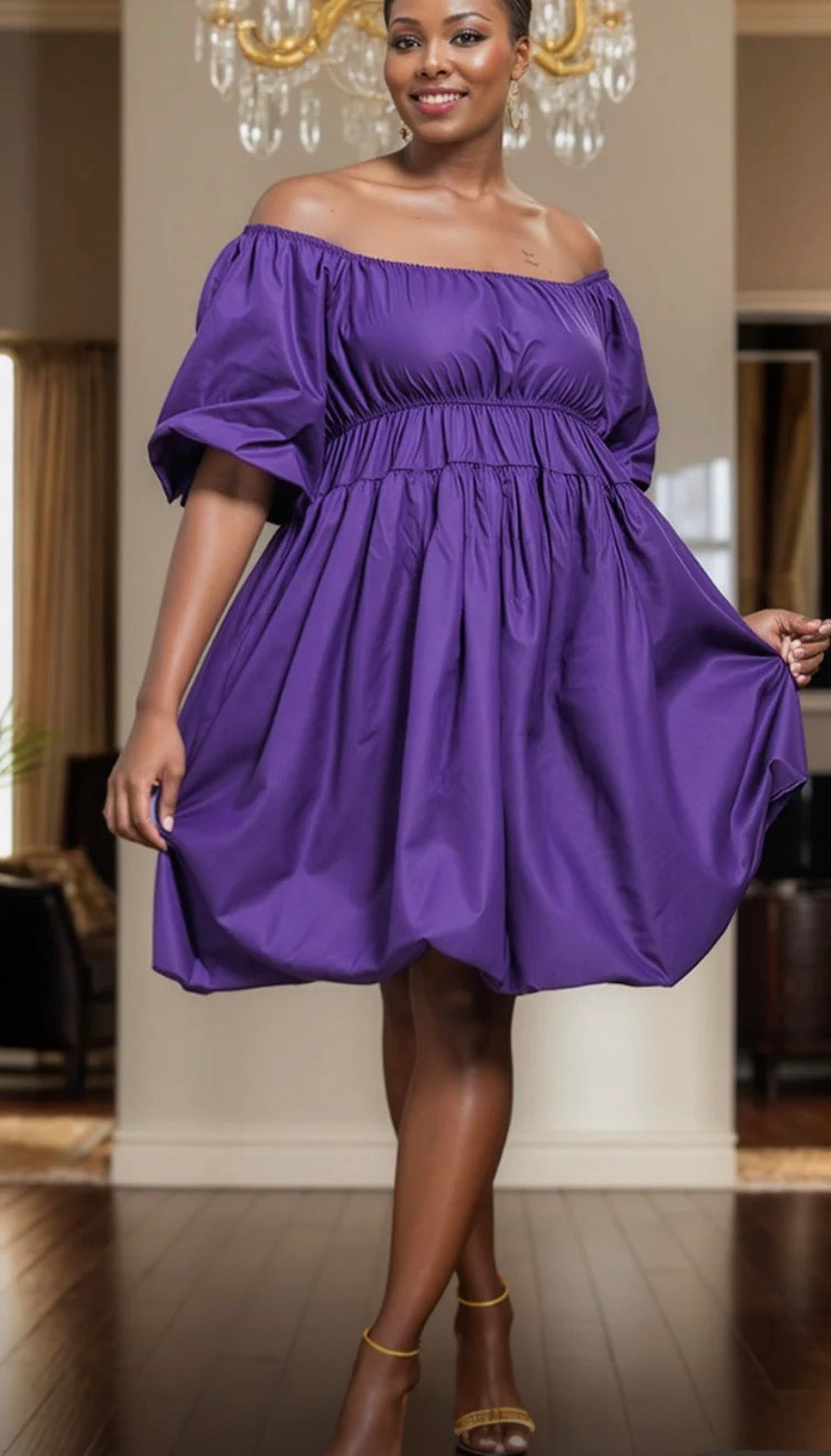 Off The  Shoulder Bubble Dress One Size