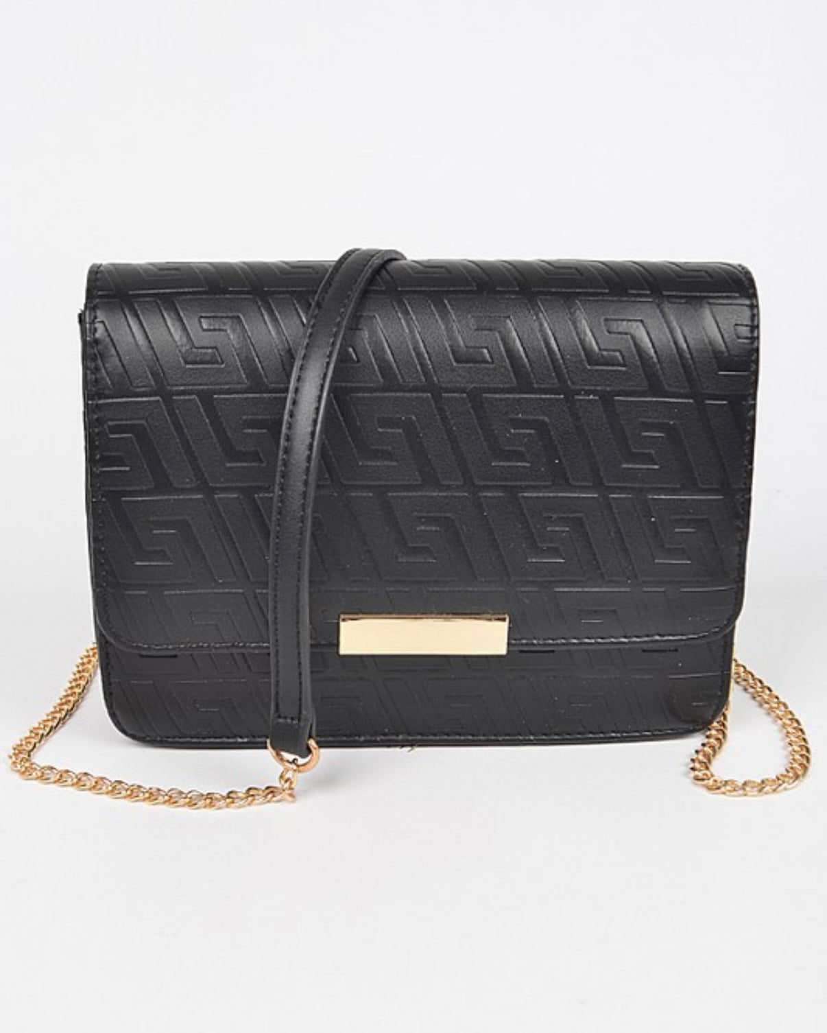 Embossed Faux Leather Flap Bag