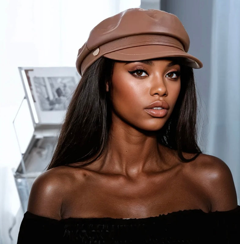 Leather Beret Hat