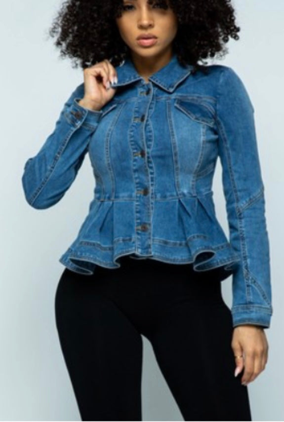 COLLAR BUTTONS DOWN DENIM JACKET