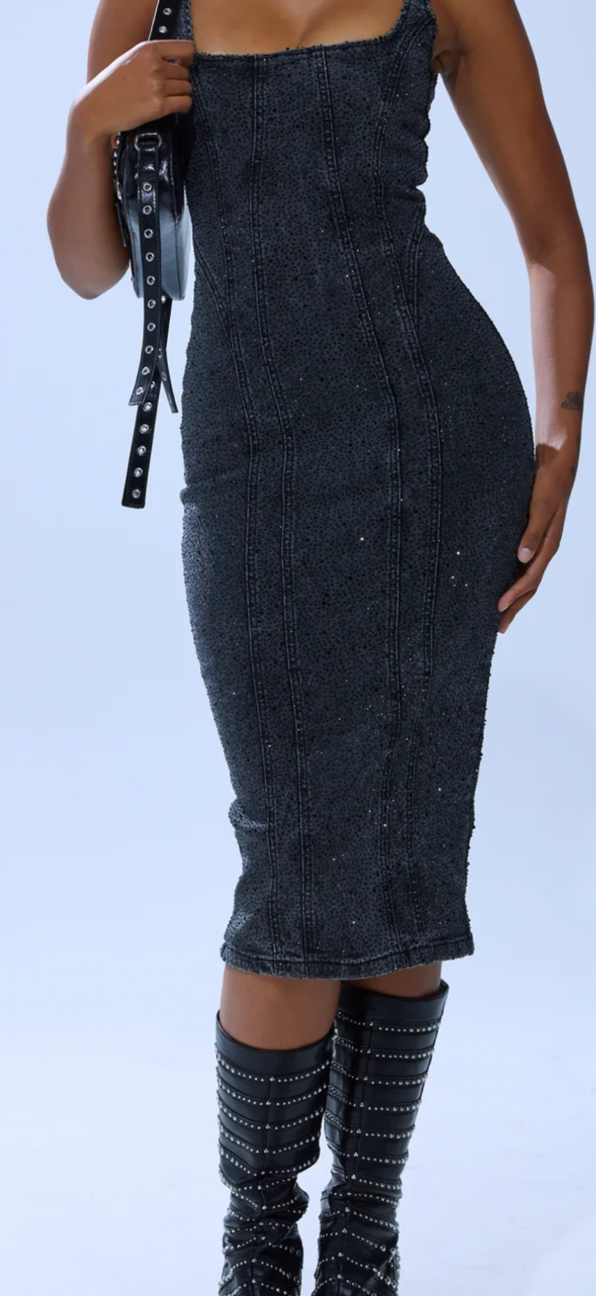 Denim Rhinestone Dress A