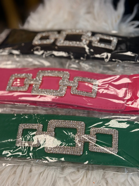 Plus Size Crystal Accent Stretch Belt