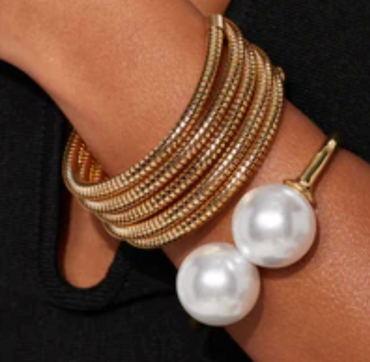 Twisted Coil 2 Piece Bracelet Set - Gold