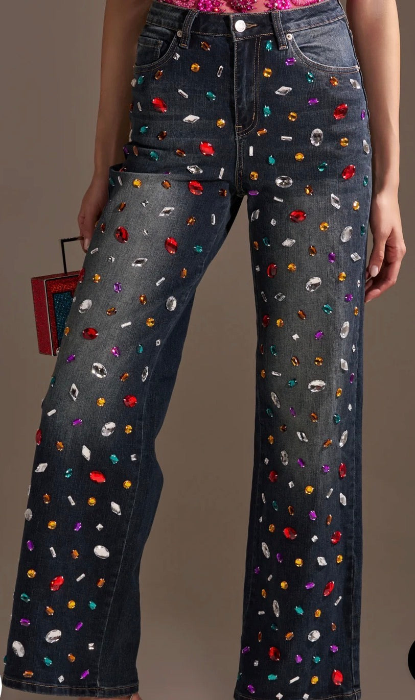 Rhinestone Denim Jeans