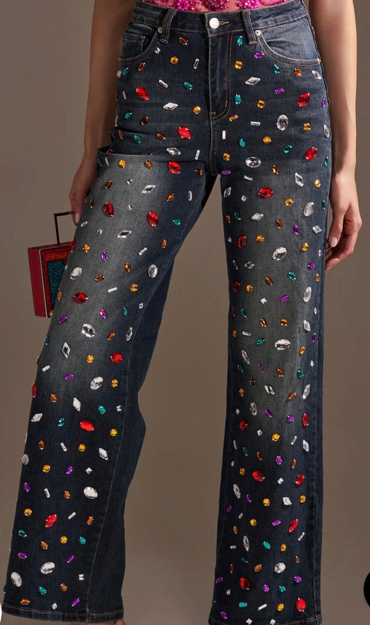 Rhinestone Denim Jeans