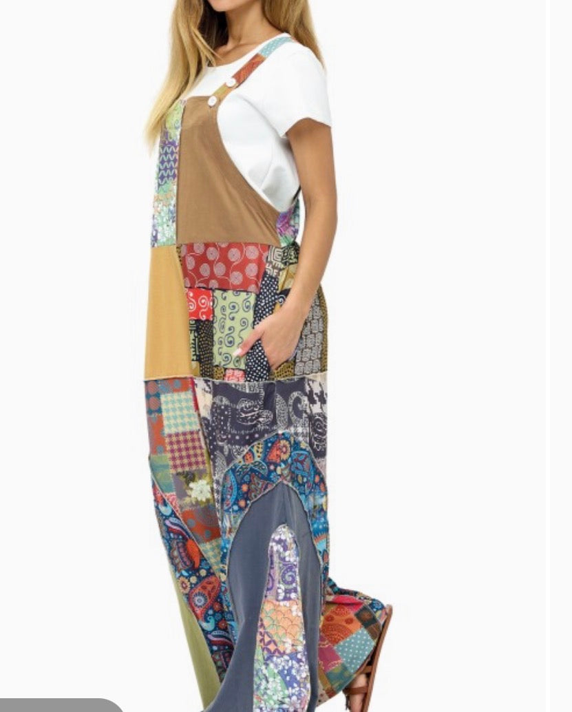 Overall Colorful Hippie Boho Floral Patchwork