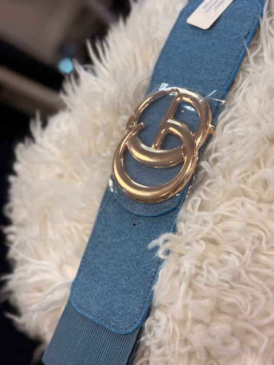 Plus Size Denim Logo Belt Elastic