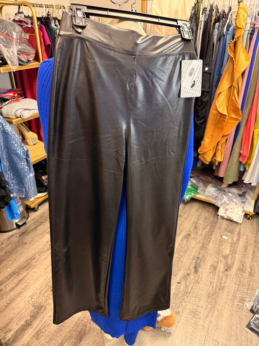 Leather Wide leg Pants Black 830 n
