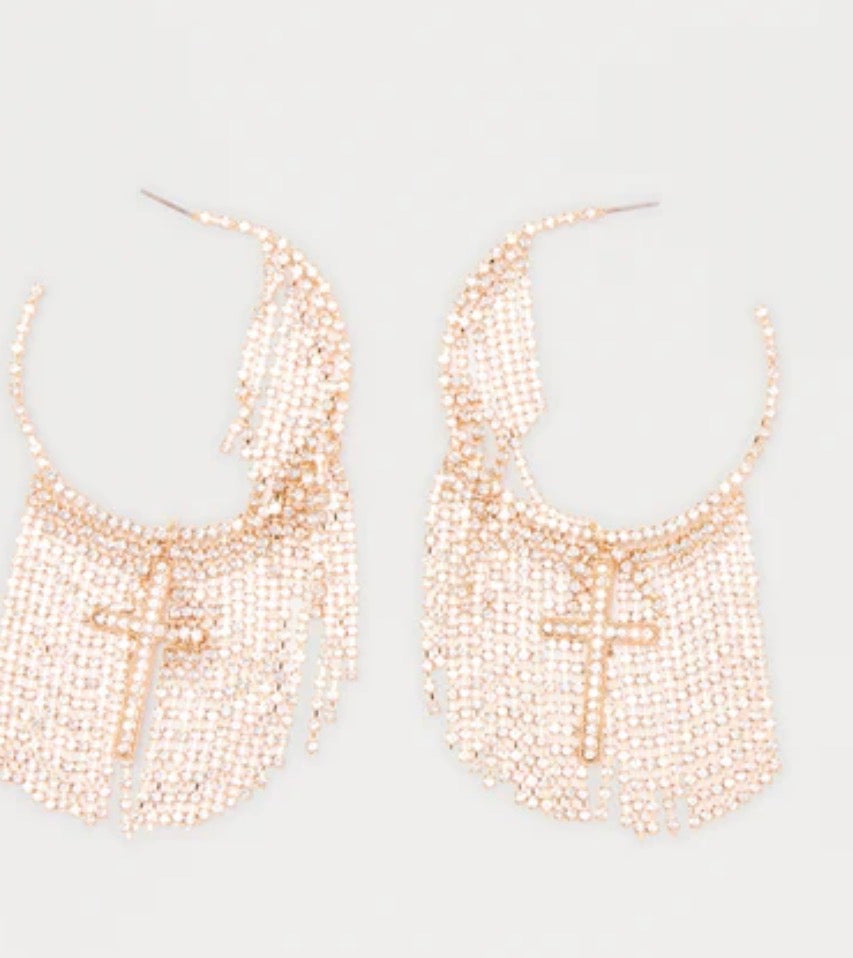 Faith Fringe Hoop Earrings - Gold