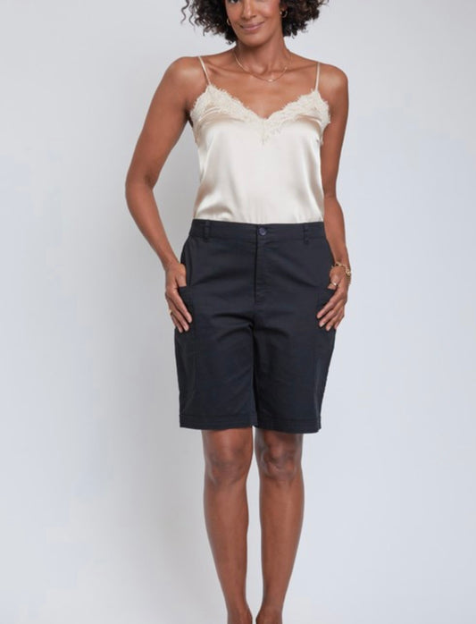 Missy Wide Leg Bermuda Shorts With Big Pockets Black