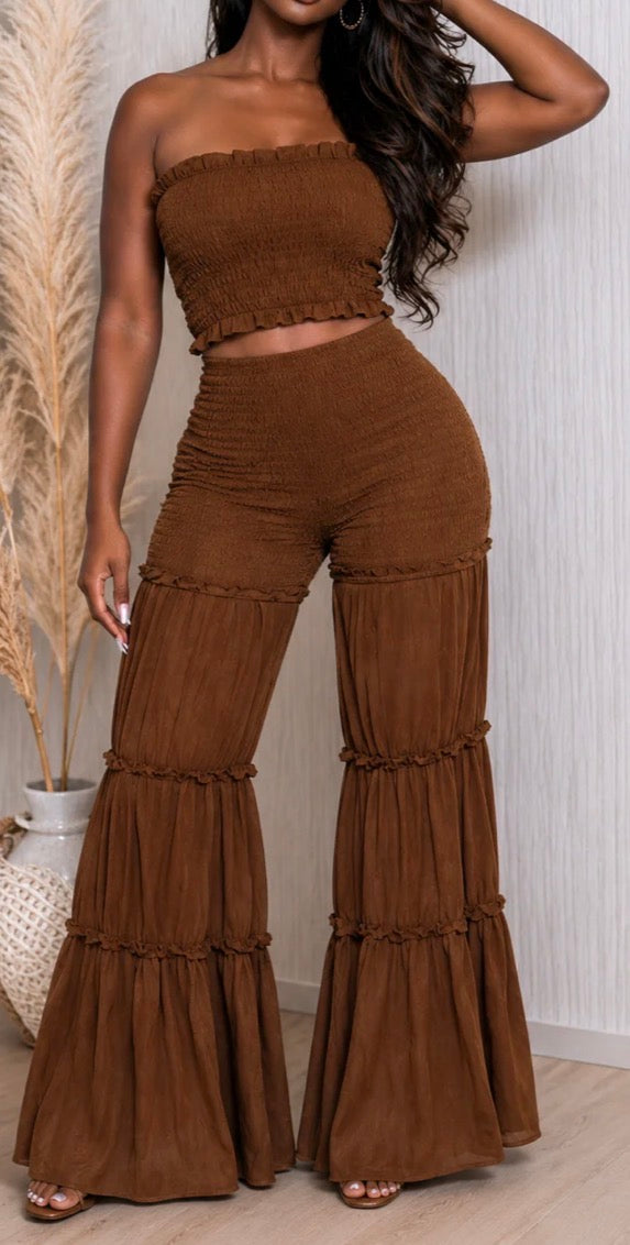 SMOCKED TUBE TOP & PANTS SET