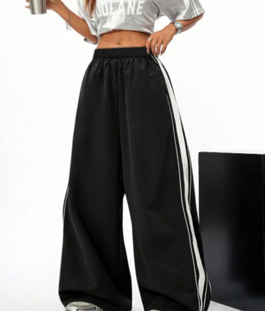 Wide-leg Pants With Side Stripe Detail