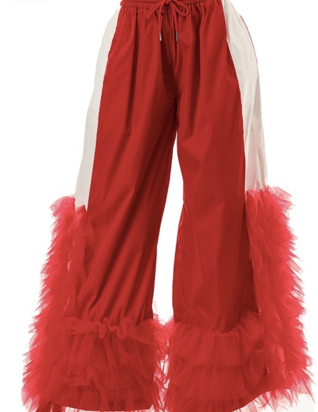 Plus Size Ruffle Detail Drawstring Elastic Waist W