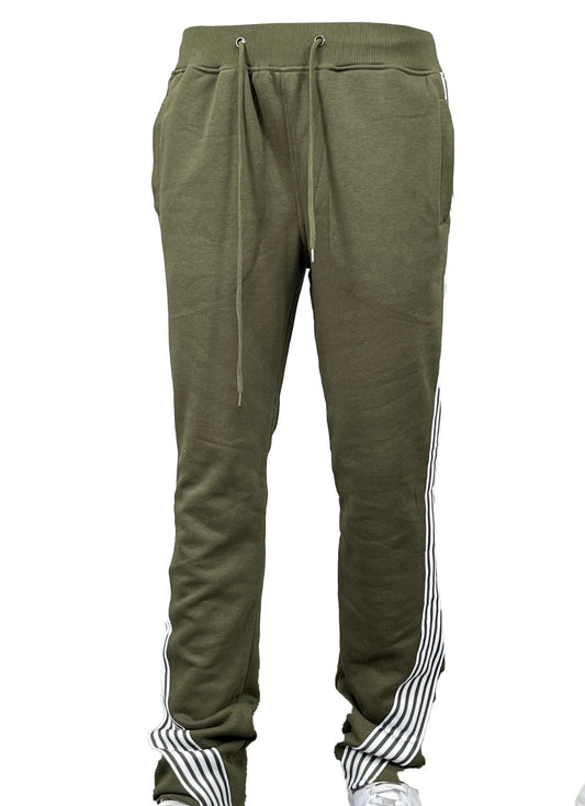 Unisex Wide Leg Stripe Stack Fleece Pants Set