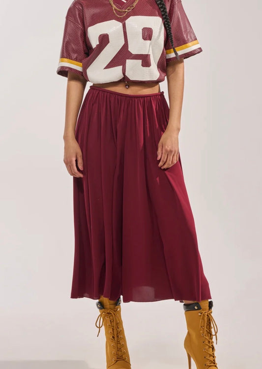 Burgundy Wide Leg Bottoms A