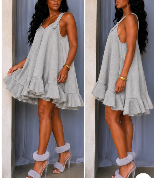 RUFFLE SCUBA TUNIC DRESS