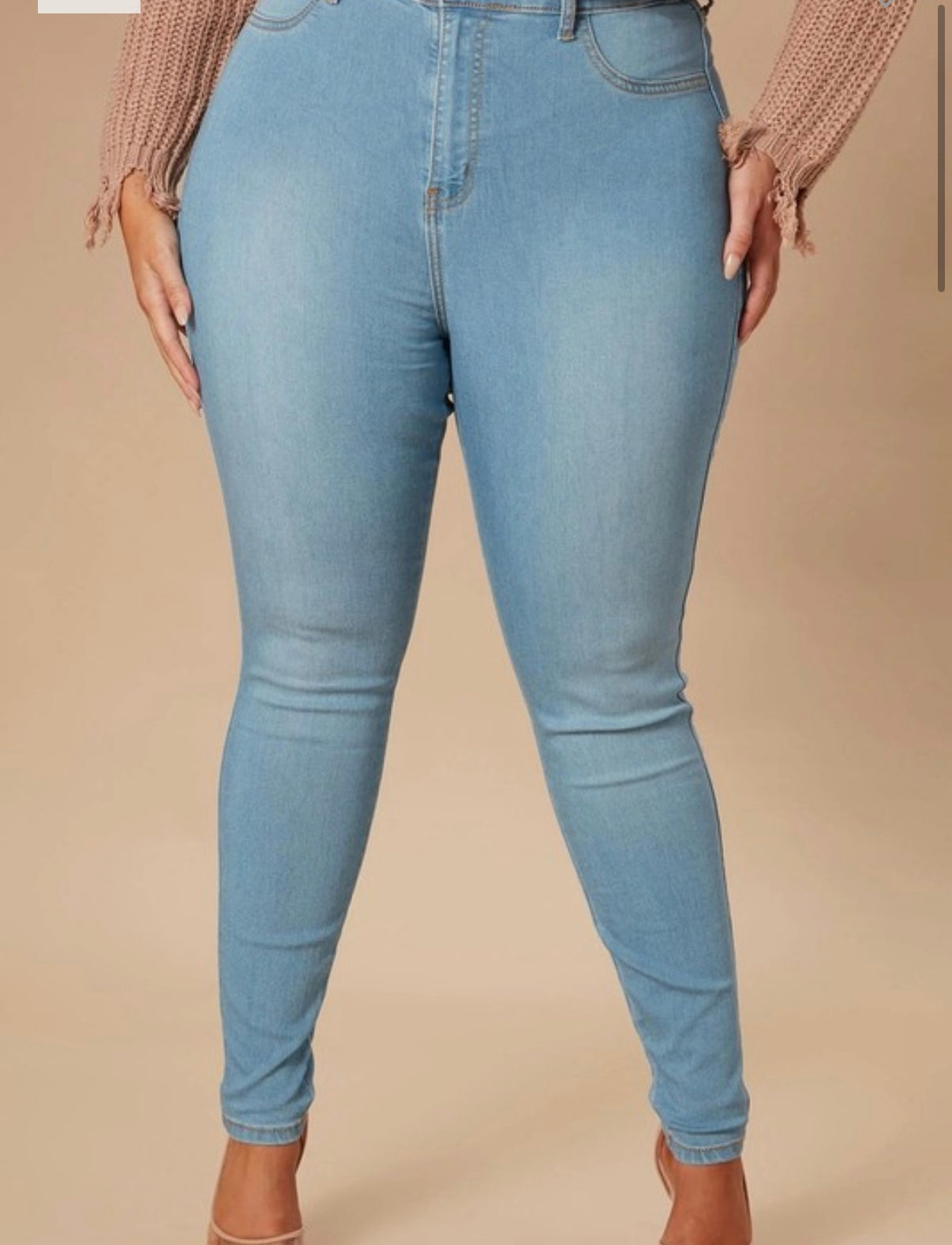 Plus Size High Rise Light Blue Washed Skinny Jeans
