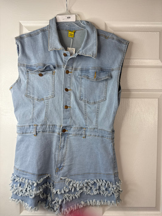 1x Denim Short Ruffle Leg Short Rumper