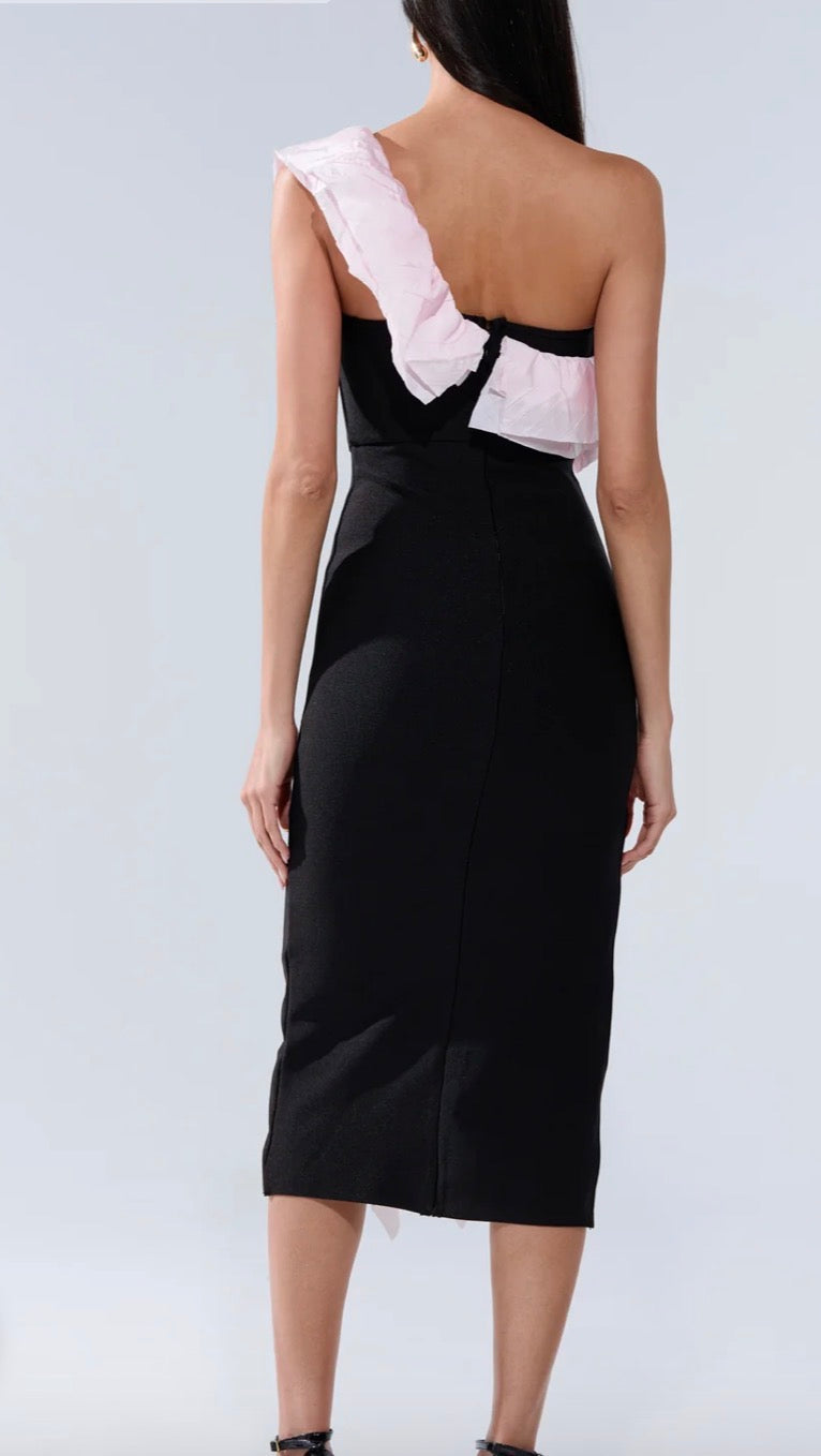 Black And Pink Ruffle Dress A