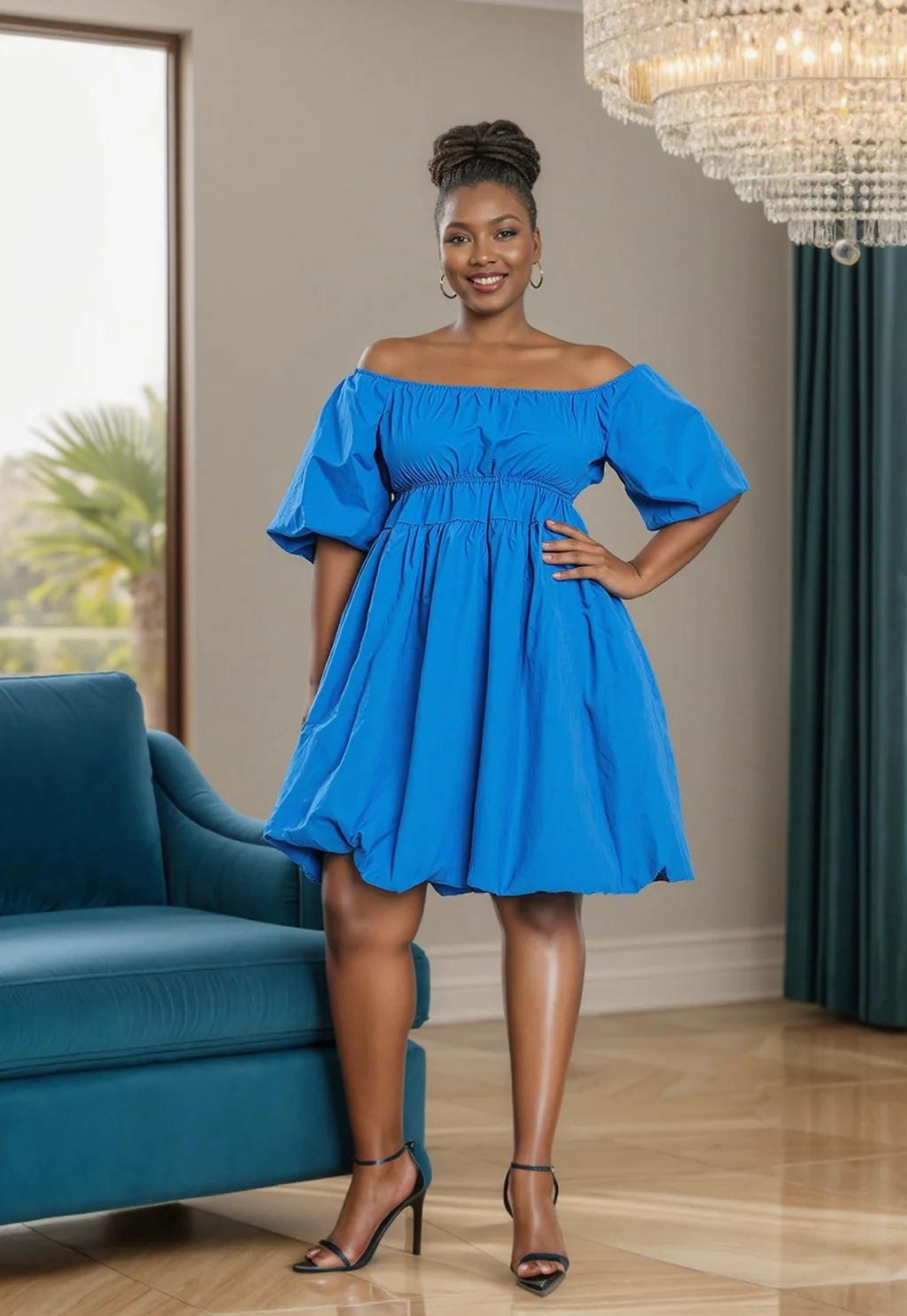 Off The  Shoulder Bubble Dress One Size