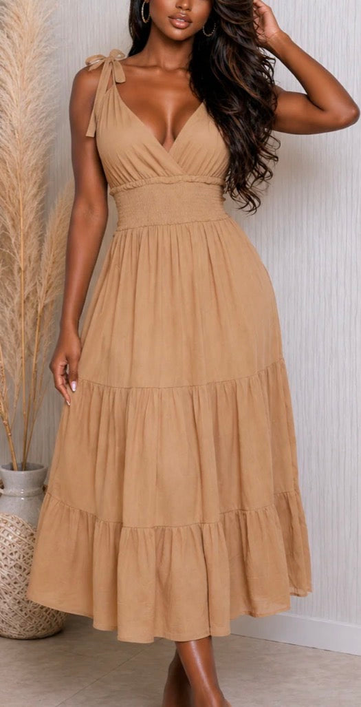 SMOCKING WAIST MAXI DRESS