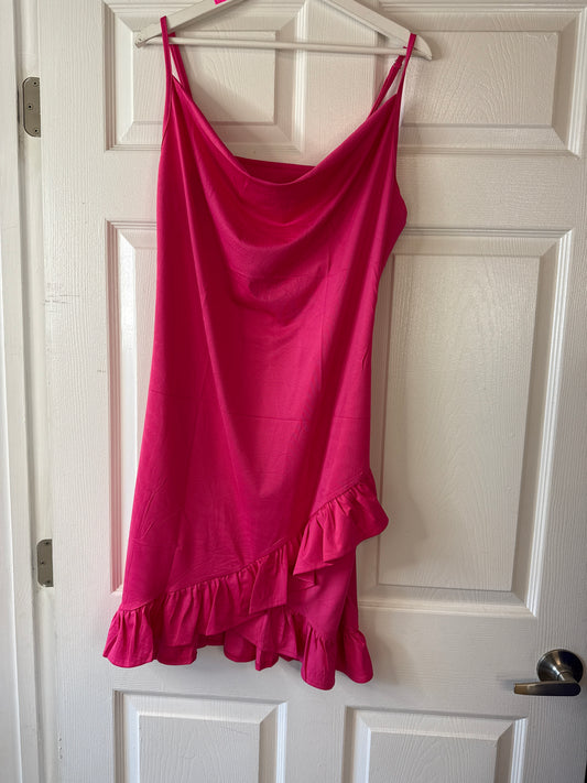 Pink Dress Ruffle Bottom 1x-2x
