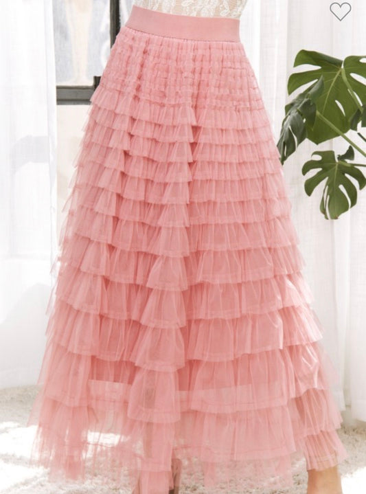Plus Cascading Tulle Mesh Tiered Skirt