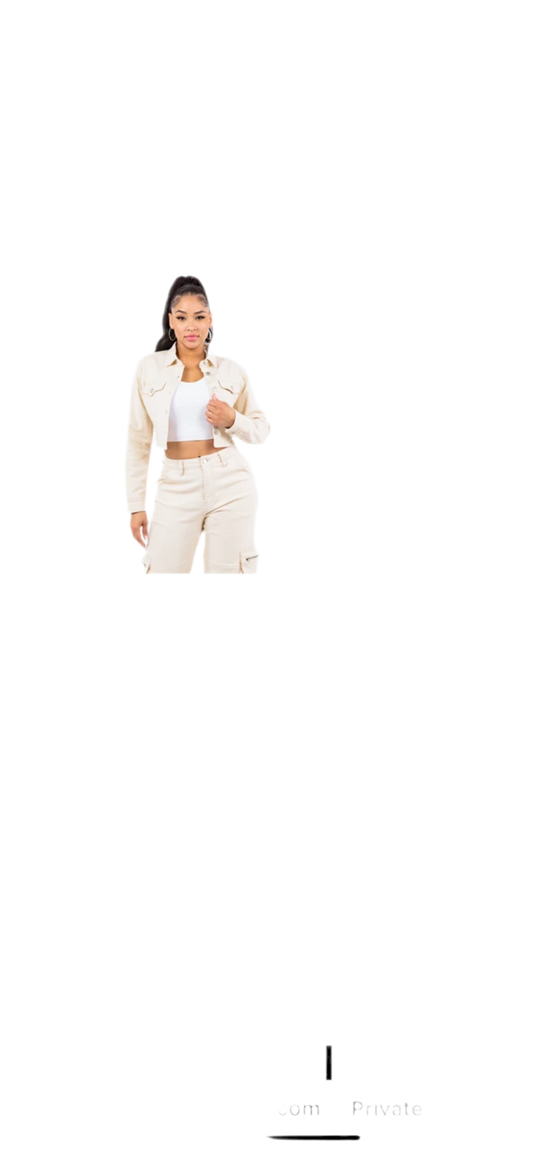 LACED BACK CROPPED JACKETS Ivory Denim