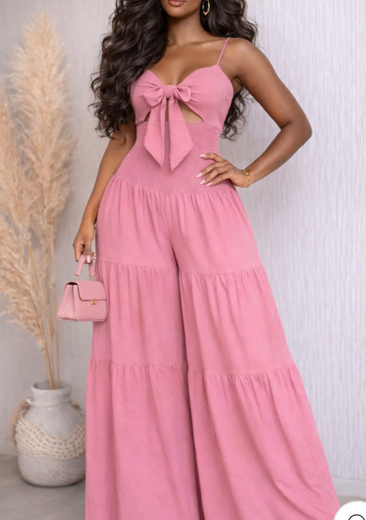 CAMI STRAP FRONT TIE JUMPSUIT