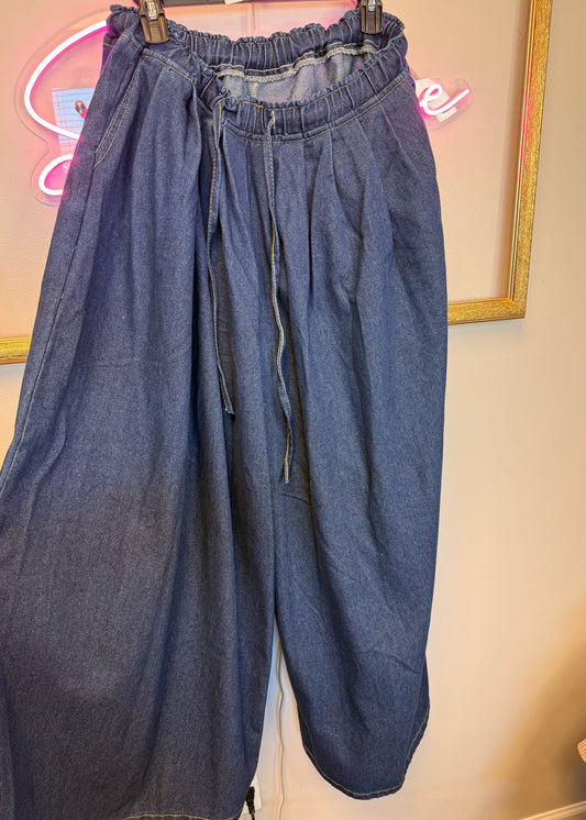 Super Wide Leg Paints Denim With Draw String Plus n