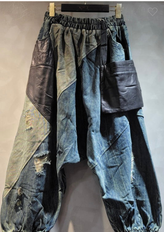 Denim Patchwork Baggy Pants