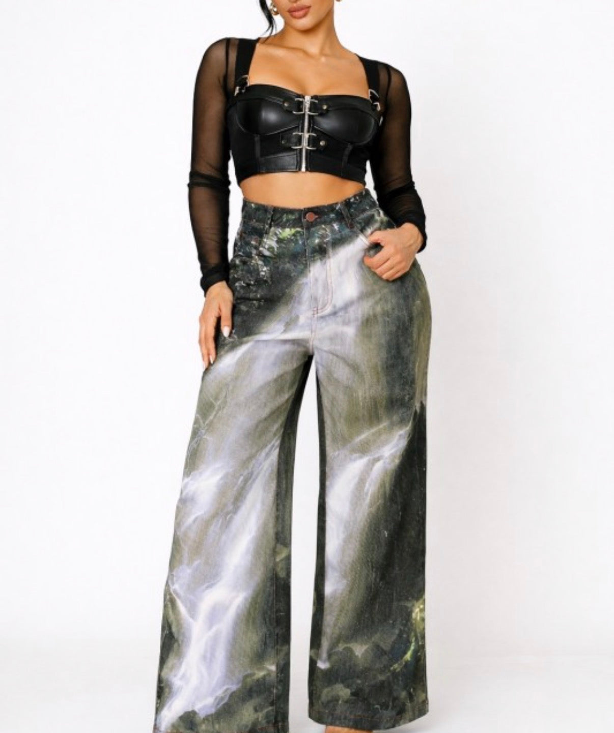 Y2k Unique Graffiti Denim Baggy Jeans
