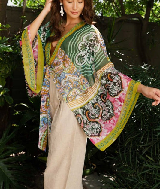 Boho Chic Tie Front Wrap - Lightweight & Stylish Lime