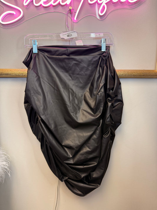 Faux Leather Skirt With Slit (Plus) SALE