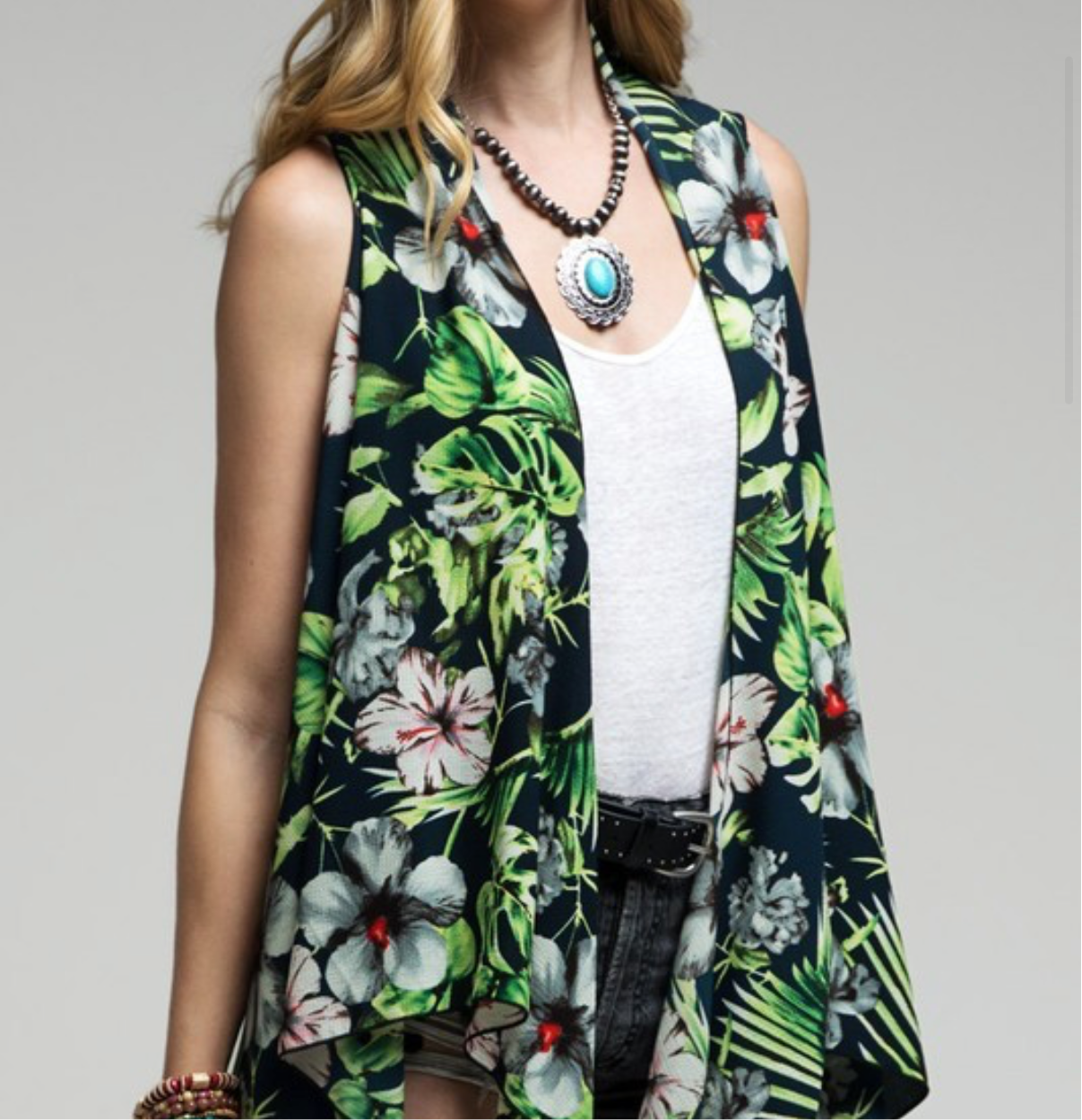 Floral And Tropical Vest/Duster