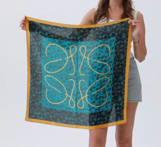 Bohemian Turquoise Bandana - Feather Detailing