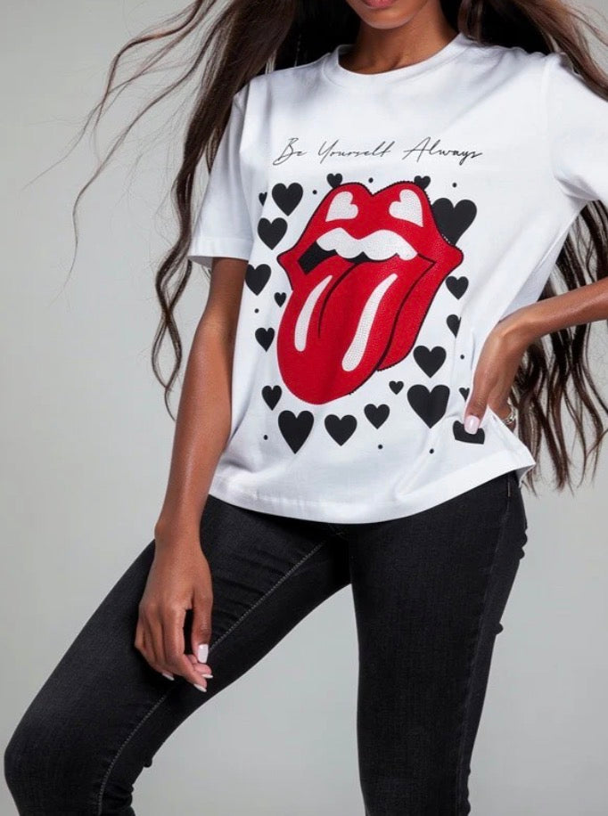 LIP SEQUIN GRAPHIC TSHIRT