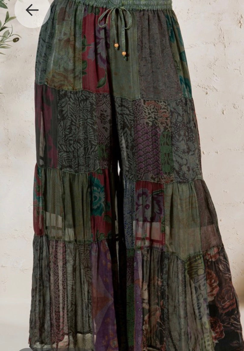 Retro Flared Patchwork Pants Plus