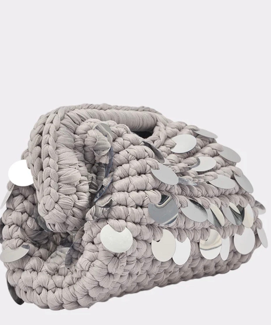 Gray Crochet Purse A 30