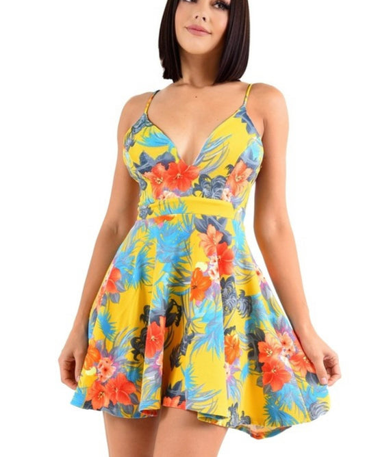 Hot Summer Floral Print Fit & Flare Dress