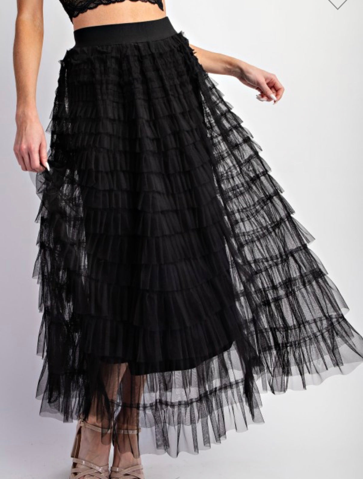 Plus Cascading Tulle Mesh Tiered Skirt