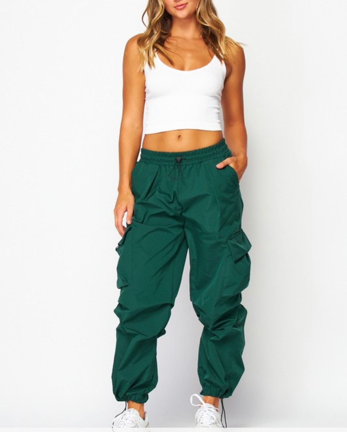 Parachute Ruched Cargo Pocket Jogger  GREEN
