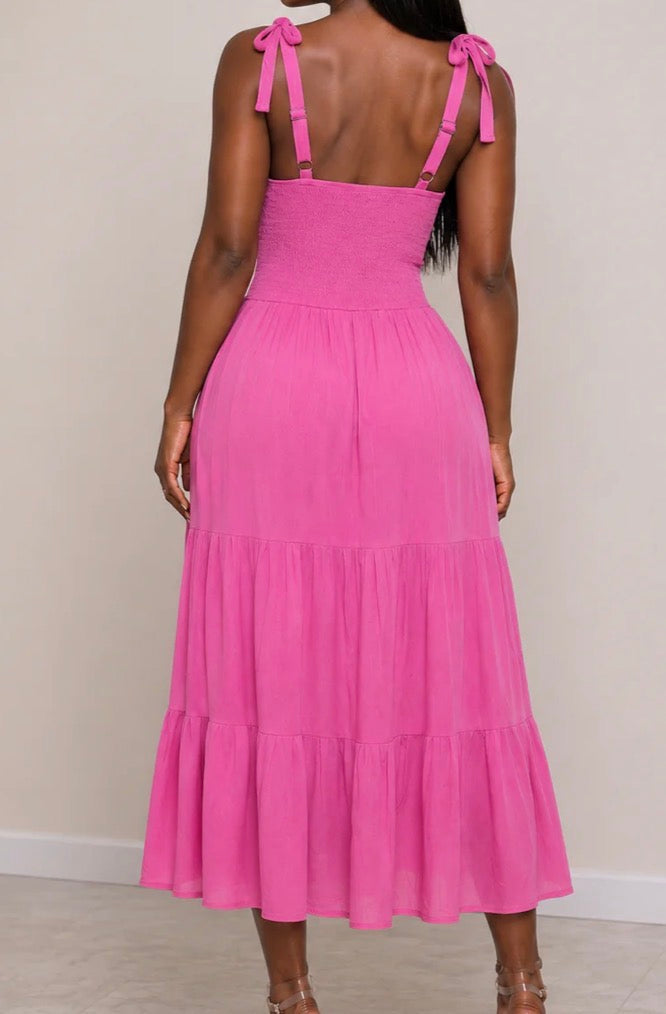 SMOCKING WAIST MAXI DRESS