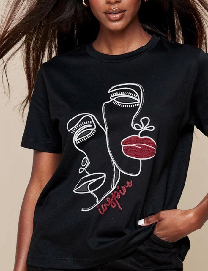 FACE SEQUIN  GRAPHIC T-SHIRT