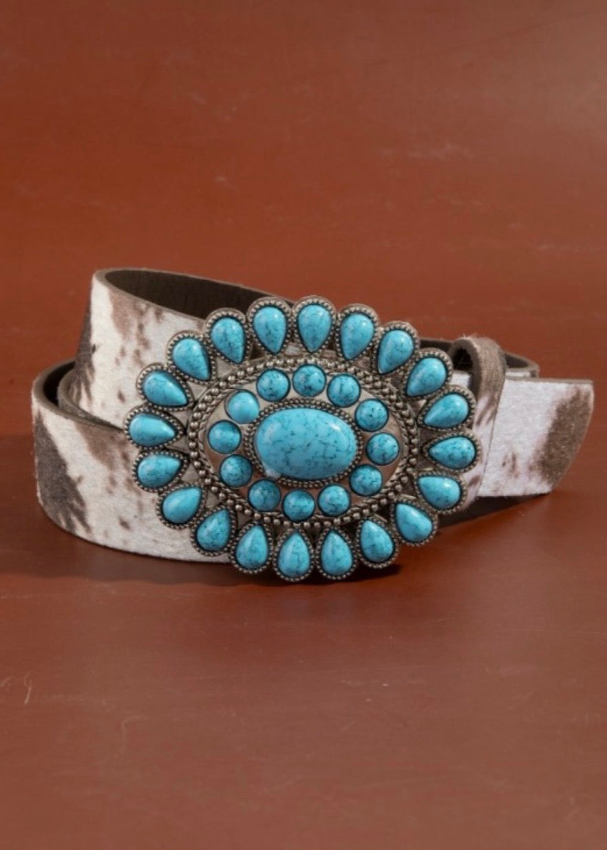 Western Concho Turquoise Stone Buckle Belt