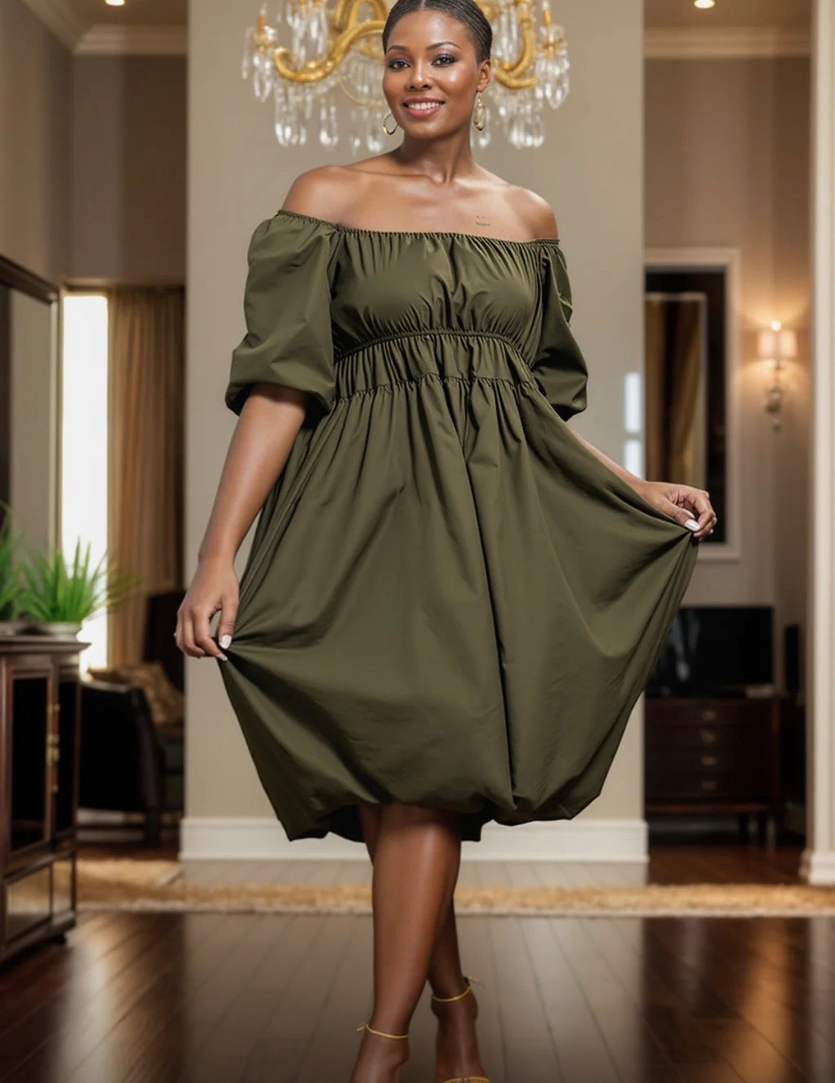 Off The  Shoulder Bubble Dress One Size