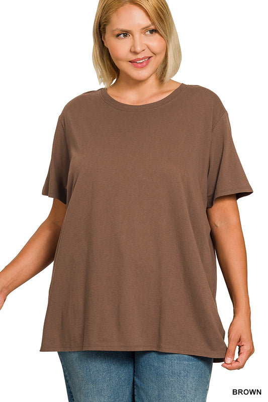 Plus cotton boyfriend round neck tee
