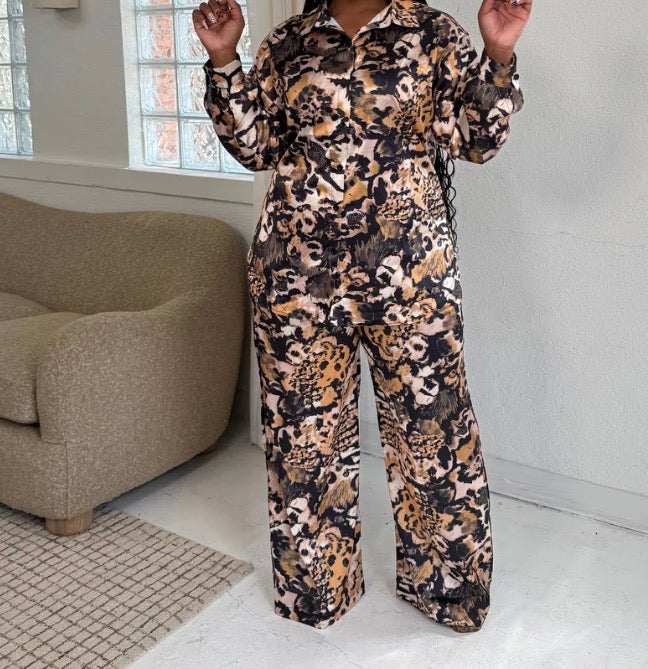 SATIN LS SHIRT & PANTS SET