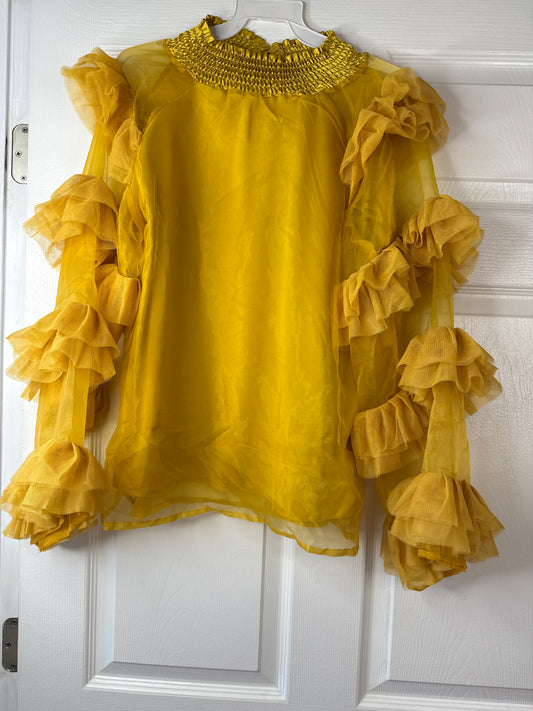 Ruffle Top Gold Long Sleeve
